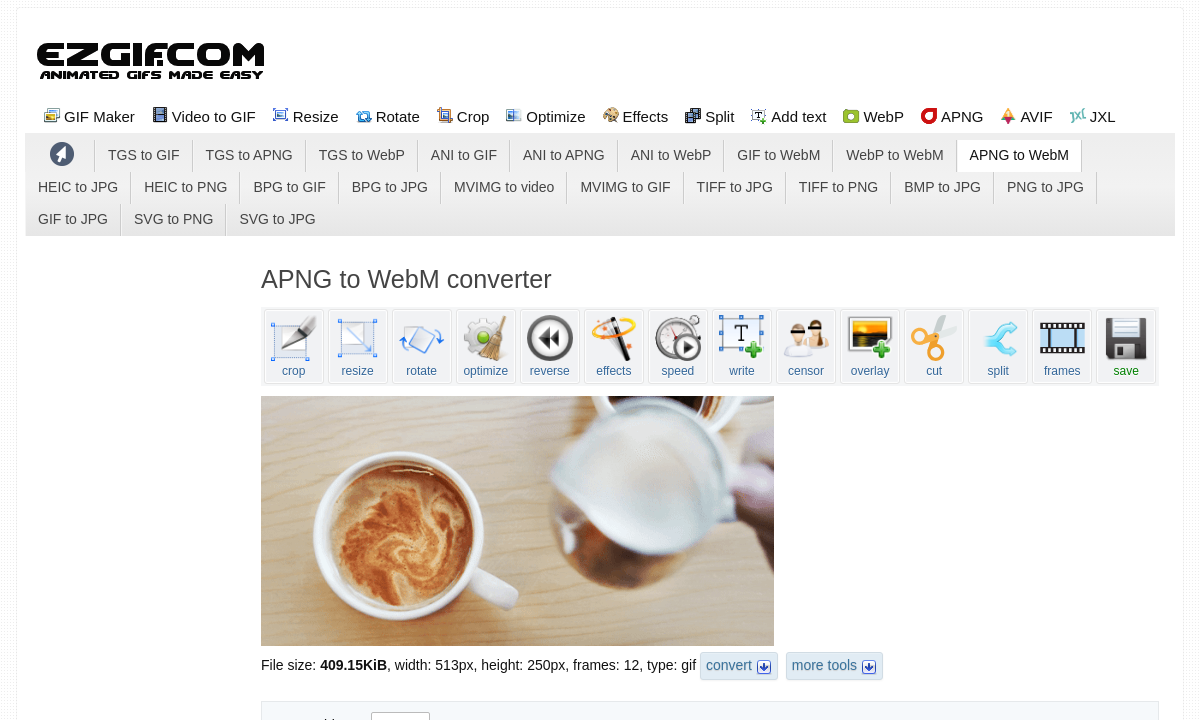 APNG to WebM free online converter