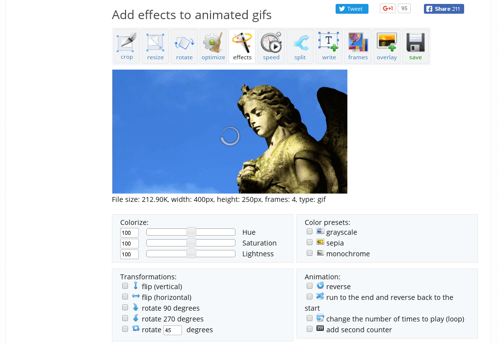 Add effects to animated gifs