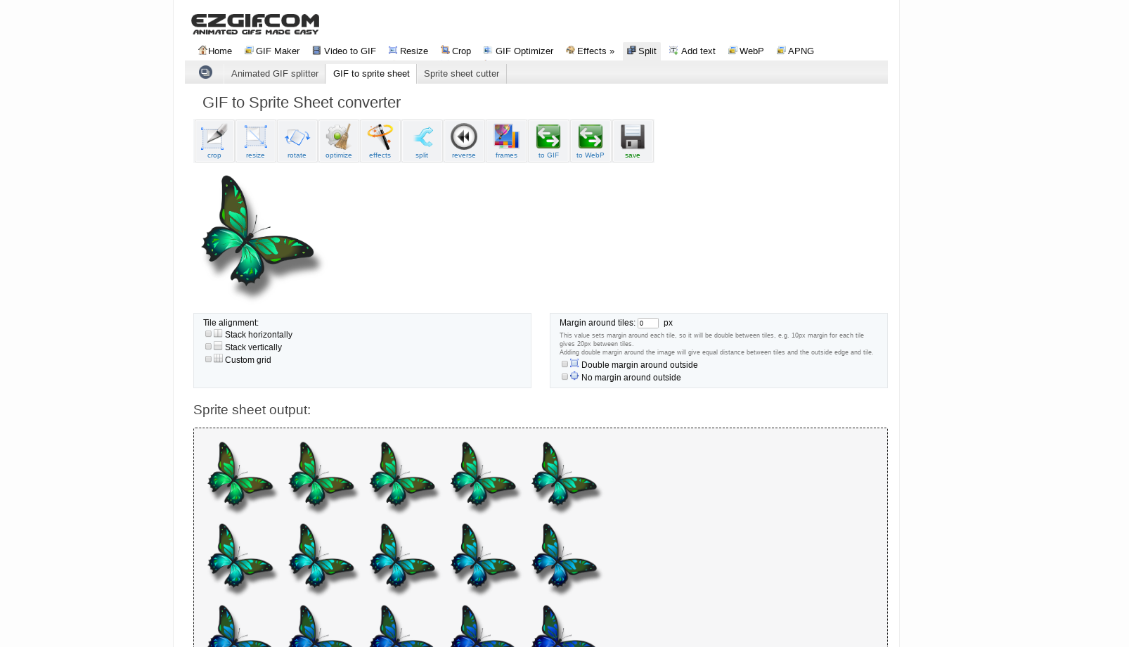 Online GIF to sprite sheet converter