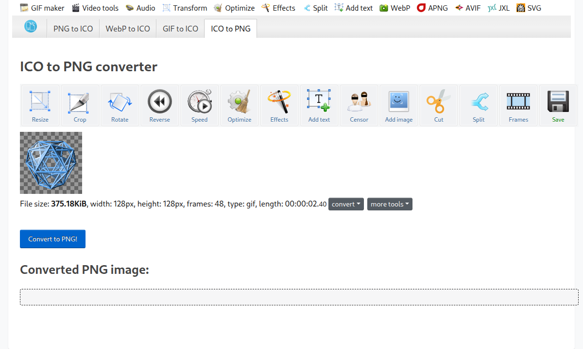 ICO to PNG converter