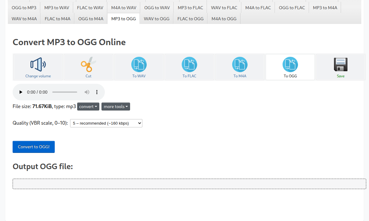 Online MP3 to OGG converter