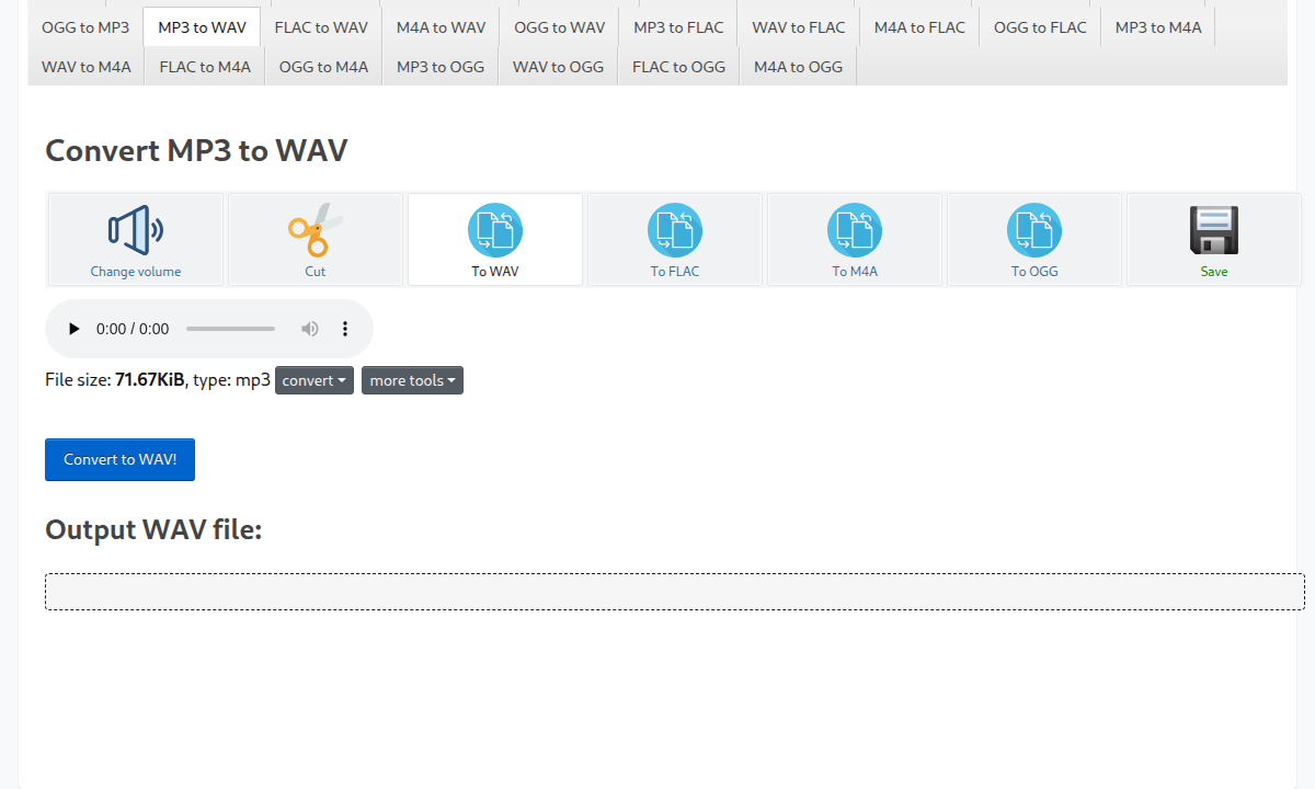 Online MP3 to WAV converter