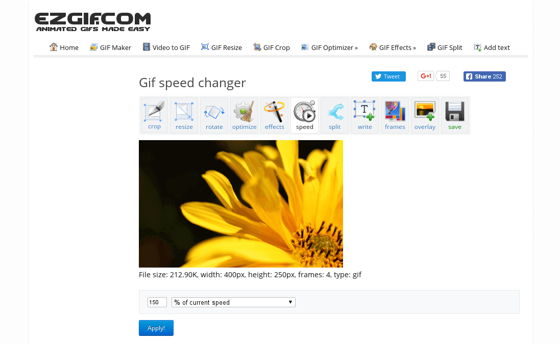 Online GIF Tools' that allows you to edit many things such as changing the  playback speed of GIF animation, mosaic processing, transparency  processing, etc. - GIGAZINE