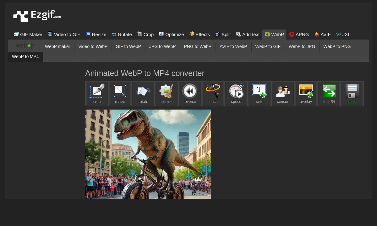Convert animated WebP to MP4 online